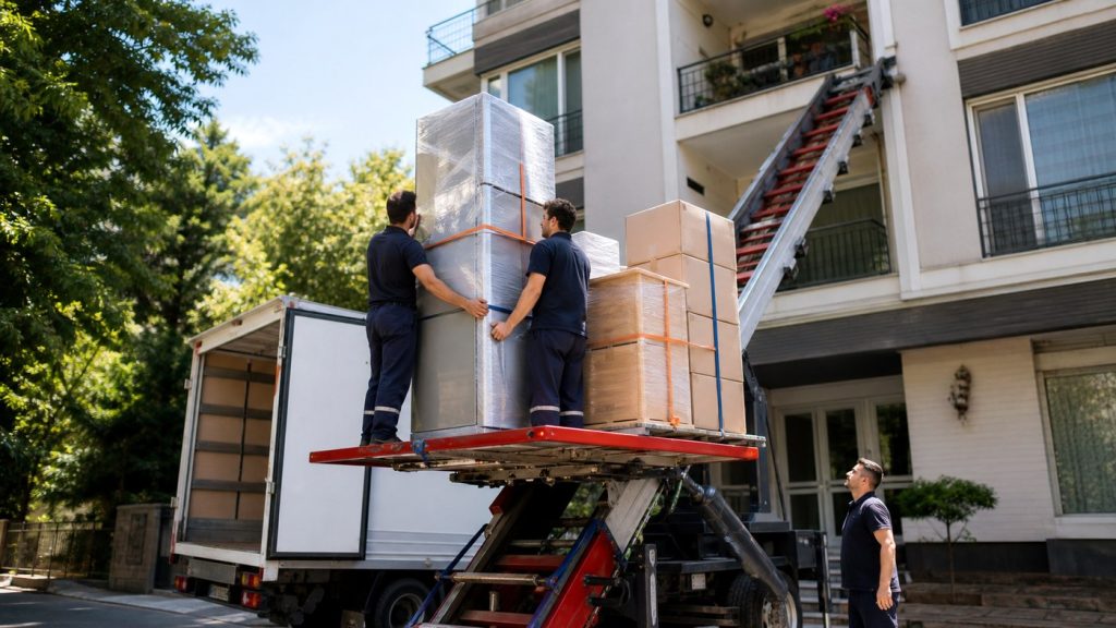 evden eve nakliyat için apartman önü sahnesi